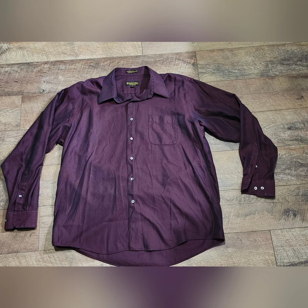 Villini (Roberto) men's black & red striped long sleeve button up - Picture 3 of 9